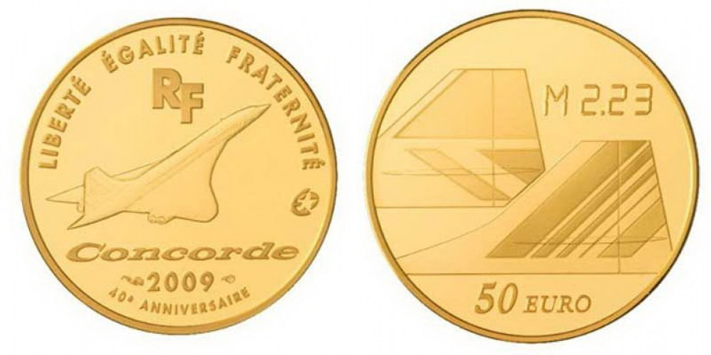 Золотая монета Франции - "Конкорд", 2009 г.в.