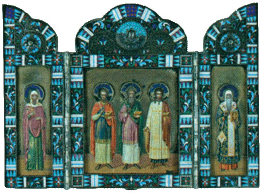 Складень трехстворчатый с изображением Святых