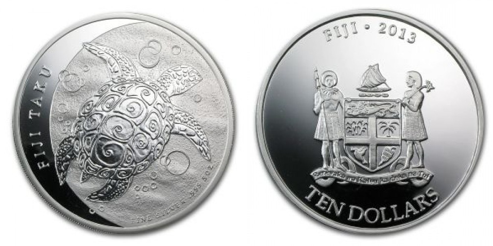 Серебряная инвестиционная монета Черепаха Таку (Фиджи) 2013