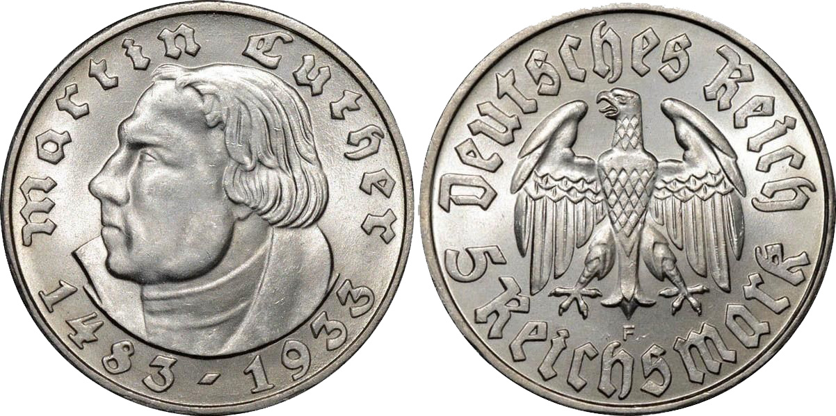 5 рейхсмарок 1933, Мартин Лютер