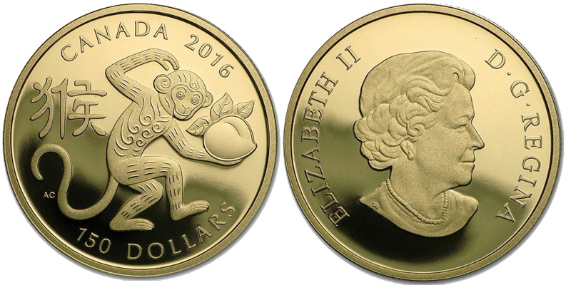 150 долларов 2016, год обезьяны [proof]